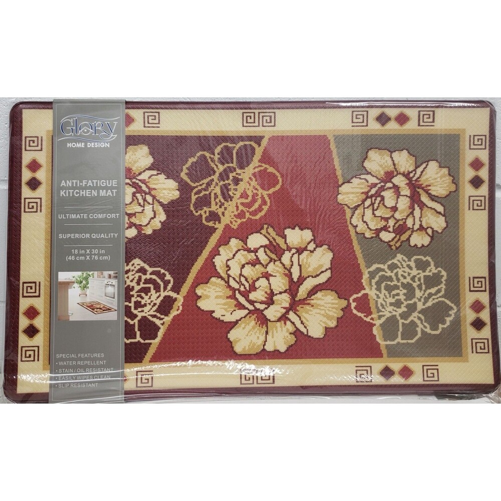 ANTI-FATIGUE NON SLIP PVC KITCHEN FLOOR MAT (18" x 30") FLOWERS, GHD